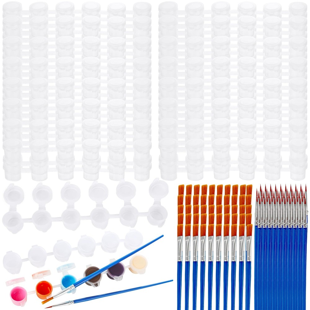 50 Strips 300 Pots Empty Paint Pots Strips with Lid Mini Paint Storage Contai...