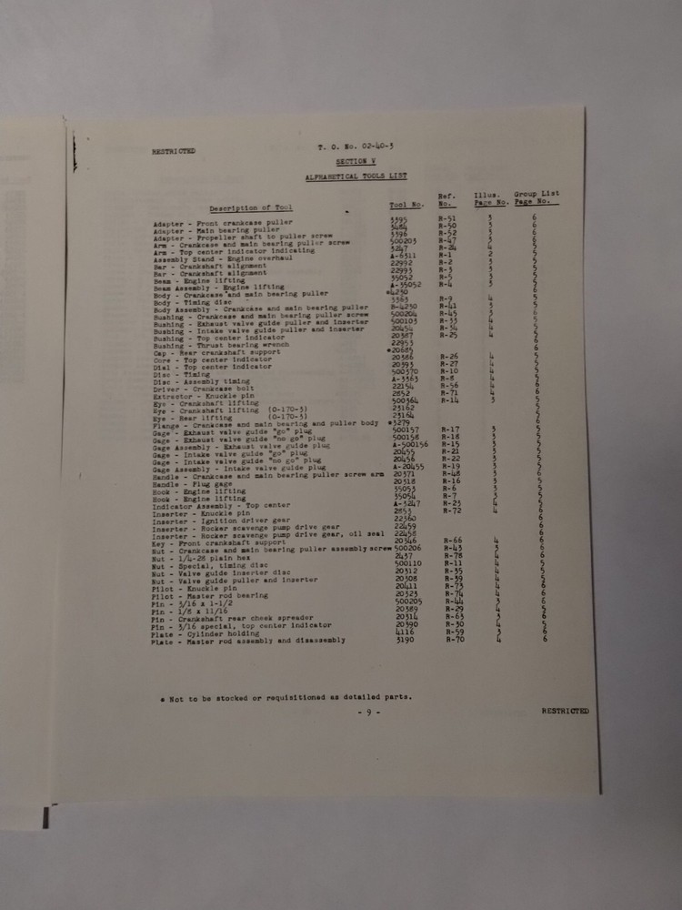 Continental Aircraft Engines Overhaul Tools Catalog August 10, 1942-Copy