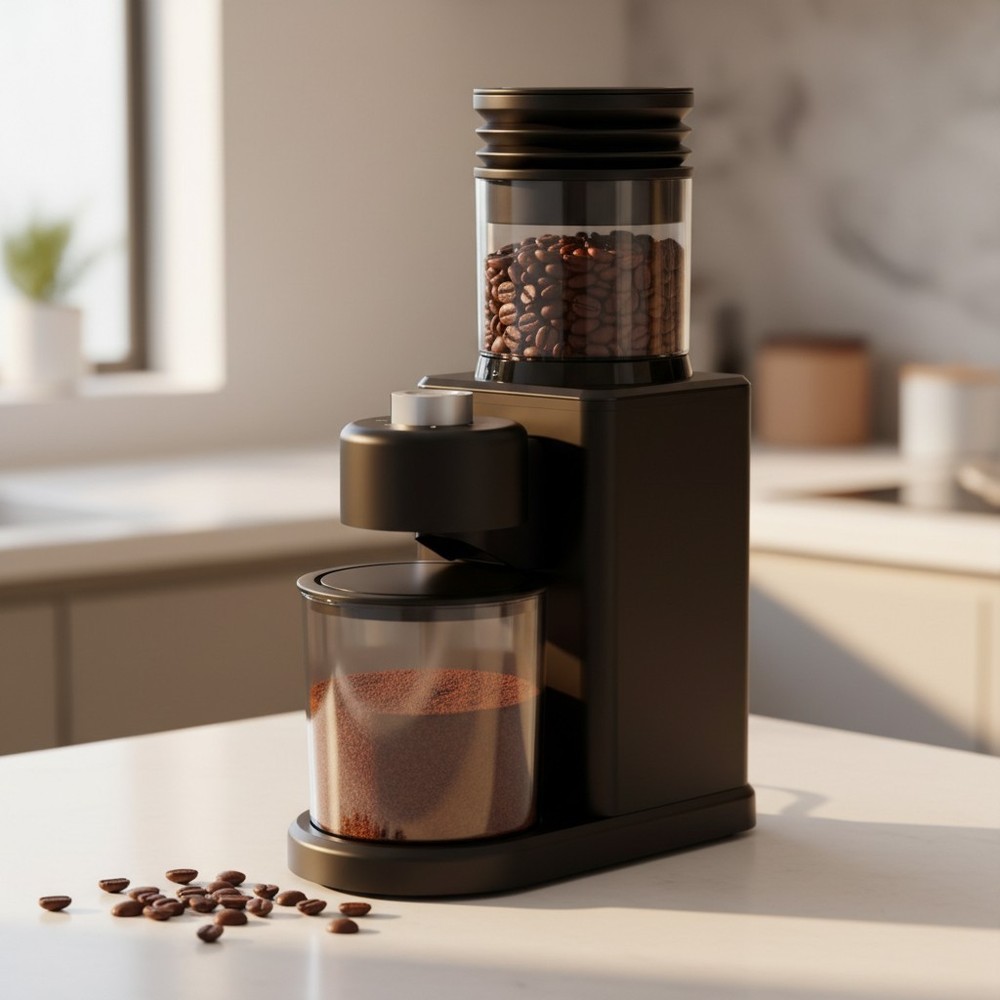 200W Conical Burr Coffee Grinder - 25 Grind Settings, Low Noise & Compact Design
