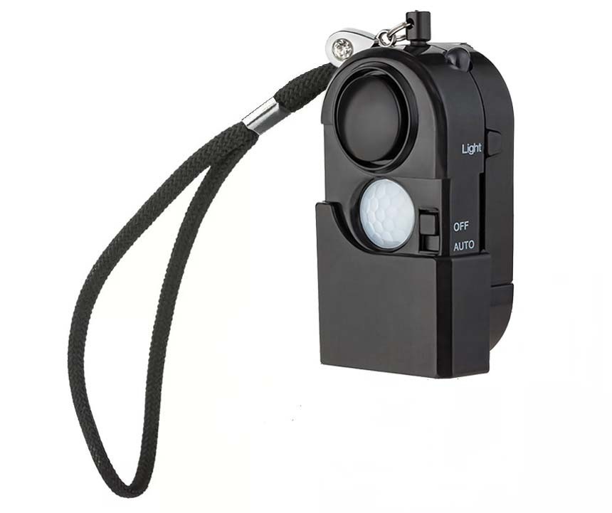 Pocket Motion Sensor Alarm SOS Alert Flashlight For Personal Perimeter Safety