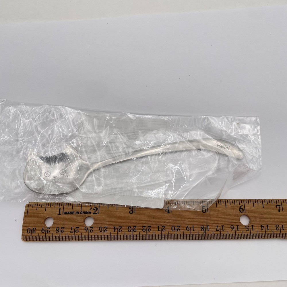 Huige Stainless Cat Face Serving Spoon Silver Hello Handle Kitchen Utensil