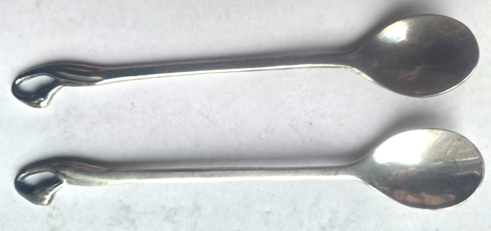 Apple Shared Honey Dish/Spoon Silver Plated for Rosh Hashanah 2 spoons