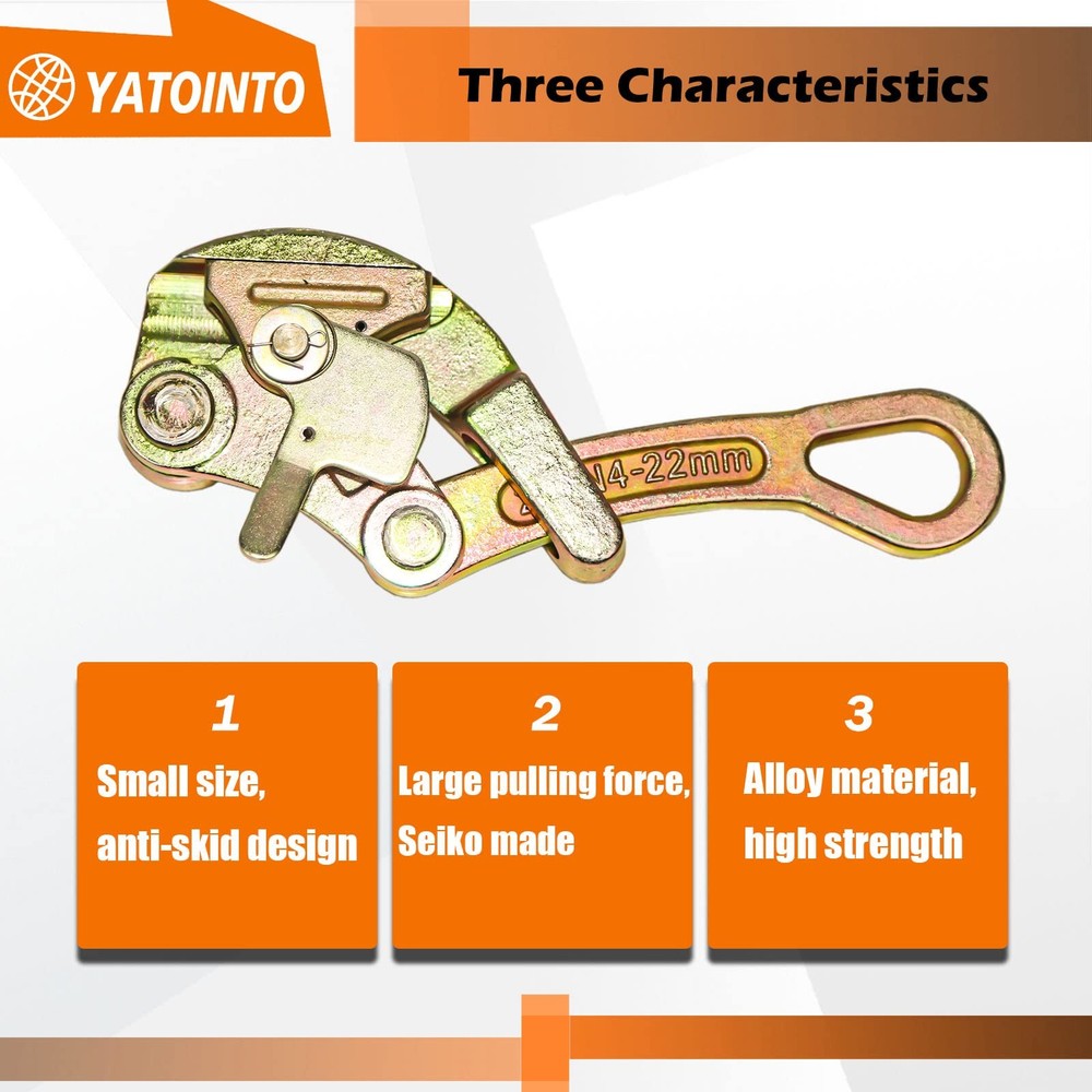 4400lb Cable Grip Steel Wire Puller 2 Ton, Cable Puller Tool for 4-22 mm Wire...