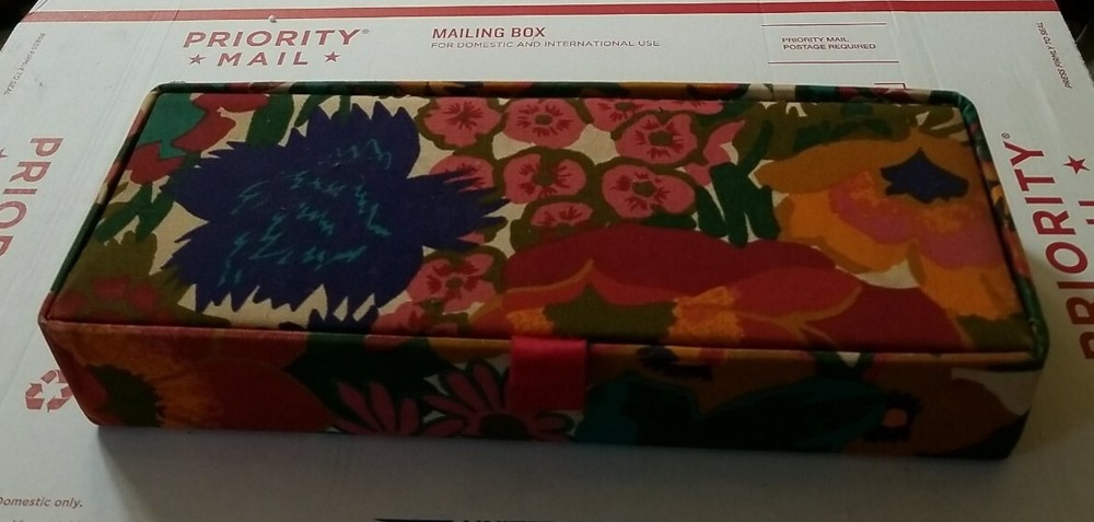 Vintage Retro Mod Cloth Covered Pencil Box
