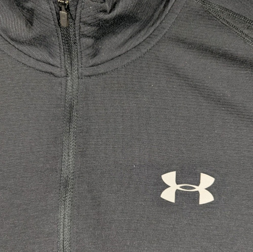 Under Armour Run Running Shirt Mens Large Fitted Pullover Black Track Training