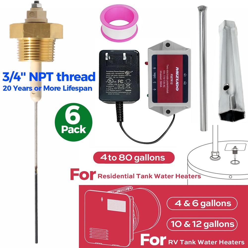 Titanium Powered Anode Rod 3/4'' NPT Eliminates Smell for all Tank Water Heater