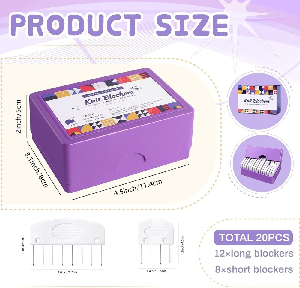 Knit Blocking Pins Kit Crochet Blocking Pins for Knitting Projects 20pcs