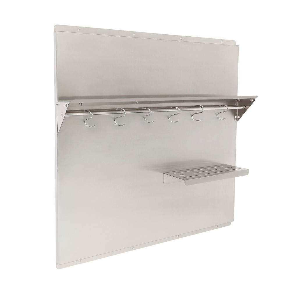Backsplash with Shelf Stainless Steel Kitchen Range Hood Wall Tile Shield Silver
