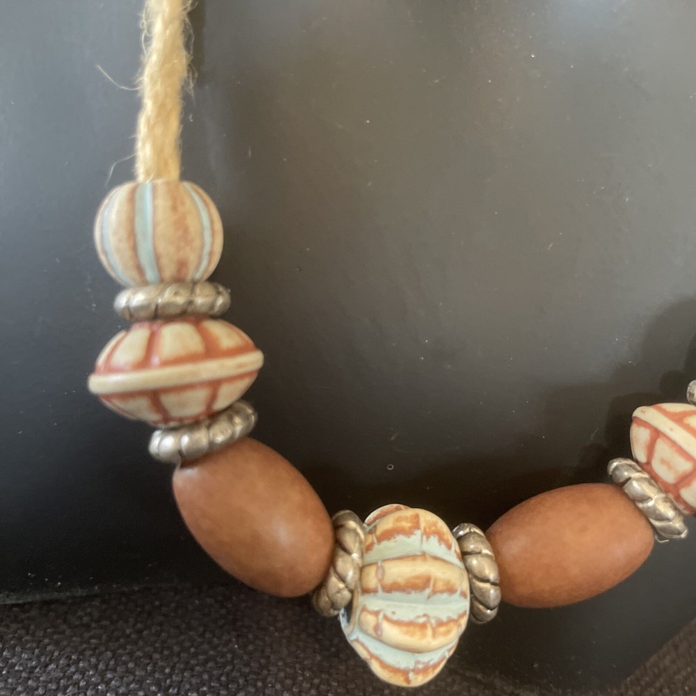 Vtg Gantos Rope & Bead Necklace