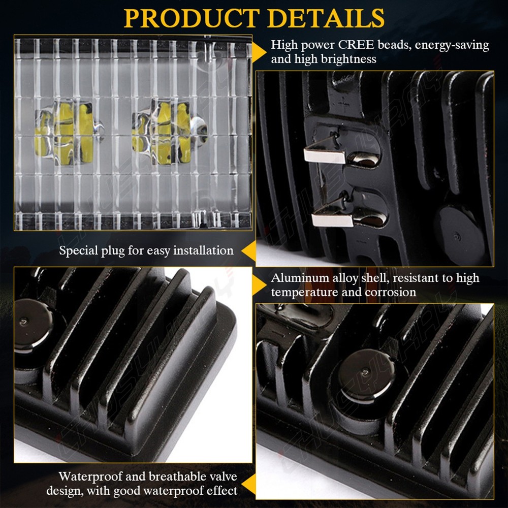 Replace R161288 RE306510 RE37450, Rectangular LED Tractor Work Light, 4-Pack A+