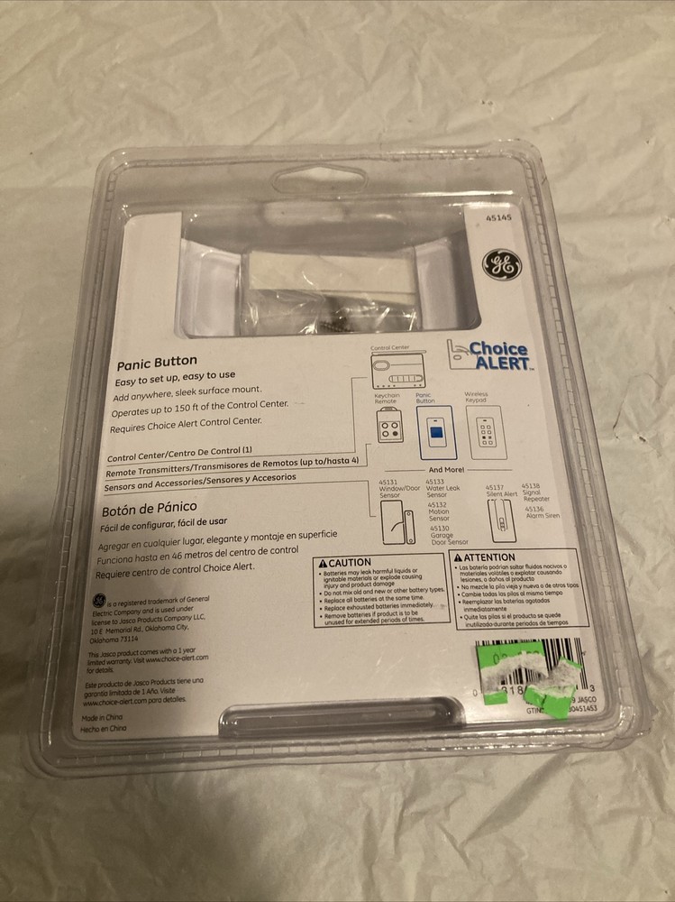 GE Clear Choice Wireless Alarm System Panic Button #45145