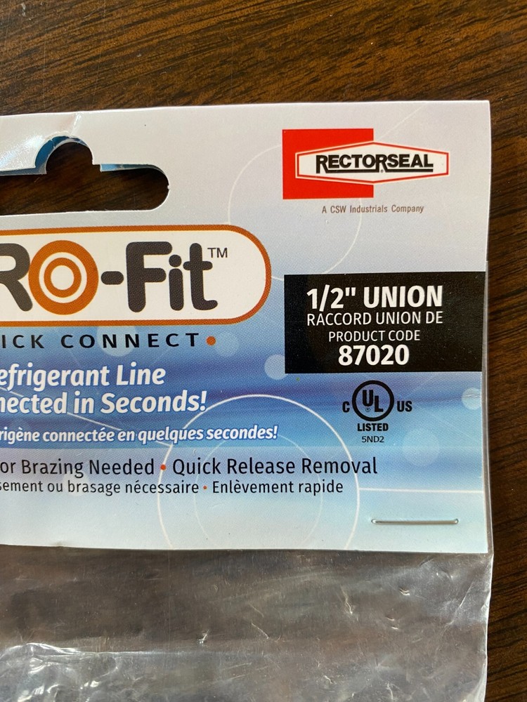 RectorSeal 87020 PRO-Fit 1/2" Quick Connect Union Refrigerant Line