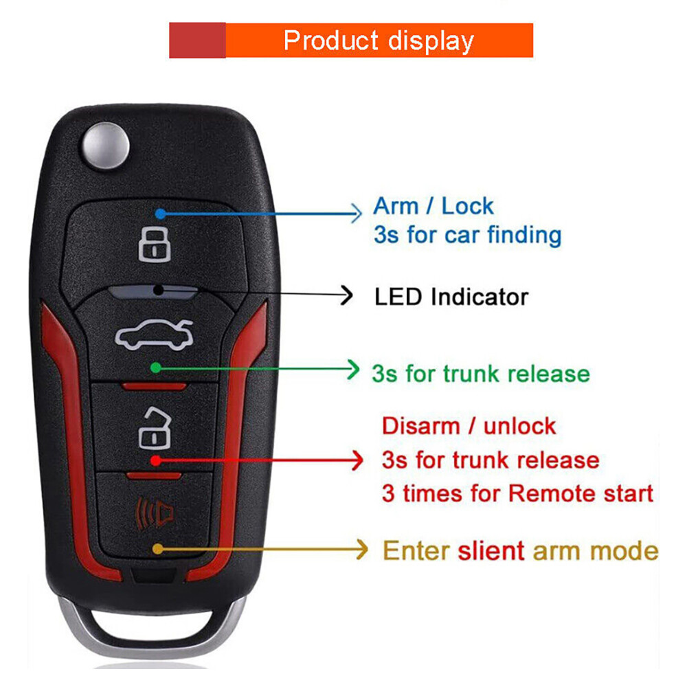 Auto Keyless Entry Engine Start Stop Alarm System Push Button Remote Auto Smart
