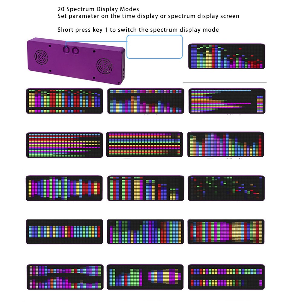Music Spectrum Display 384 LED 1624 Segment Rhythm Light Level Voice Sensor WT