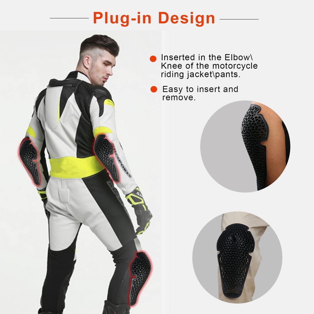 Motorcycle Knee Elbow Pads CE Armor Inserts Protective Gear Pair