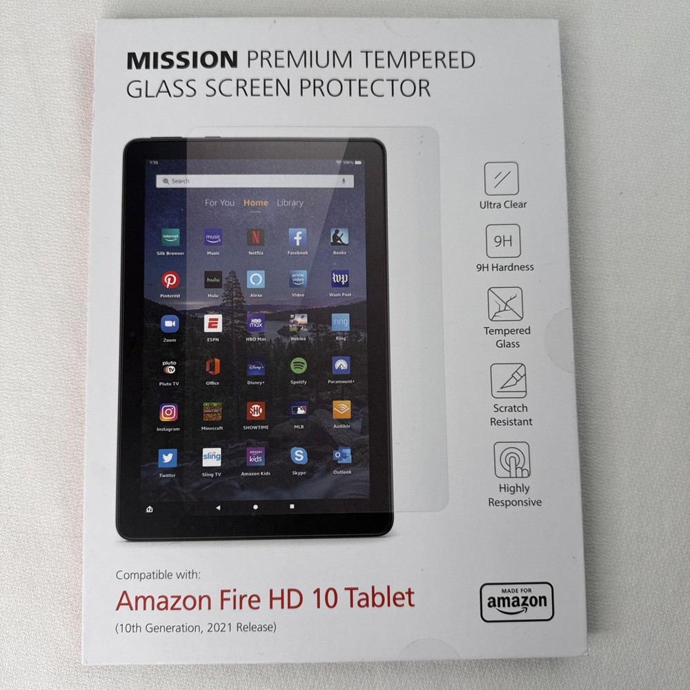 Mission Premium Tempered Glass Screen Protector Amazon Fire HD 10 Tablet
