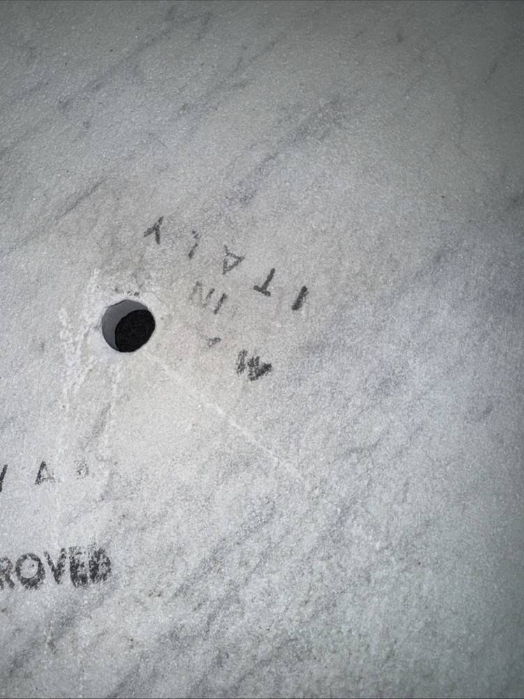 Vintage Solid Replacement 18” Marble Table Top (Italy) White & Gray Veining