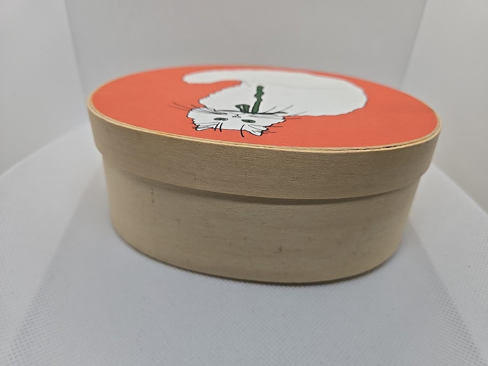 Vtg Cottagecore Balsa Wood Nesting Stackable Box Hand Painted Cats Replacement