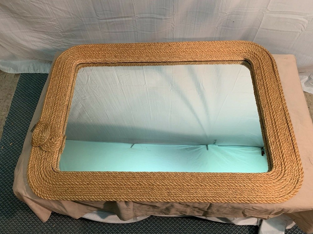Vintage Large Decorative Rope Frame Wall Mirror Nautical