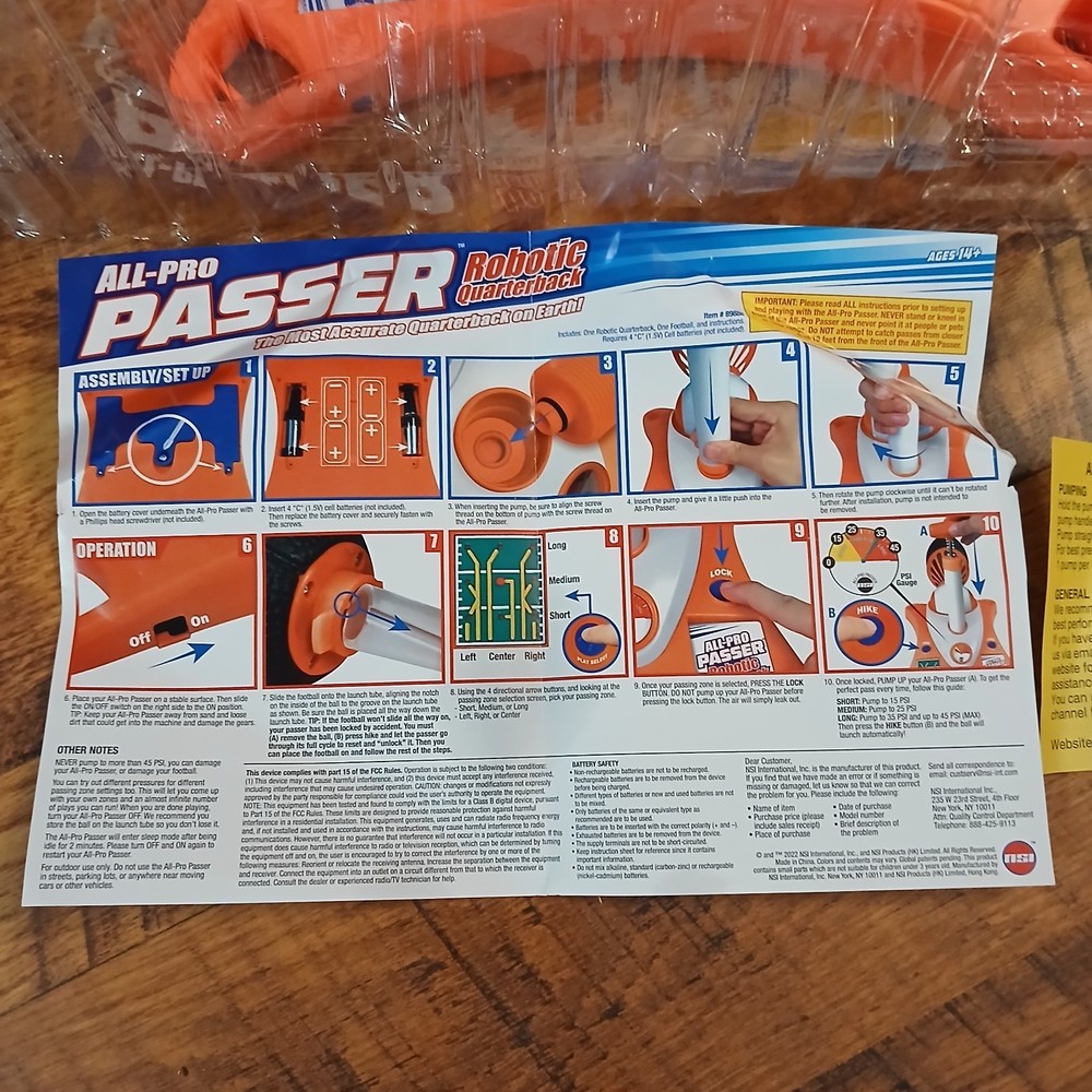 All Pro Passer Robotic Quarterback Automatic Football Passing System Open Box