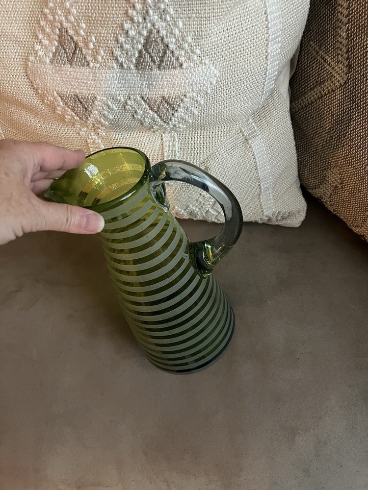 Pottery Barn Glass Stripe Pitcher