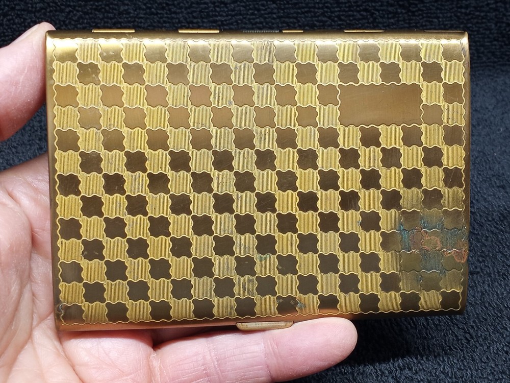 Vintage CIGARETTE CASE HINGED LID GOLD TONE