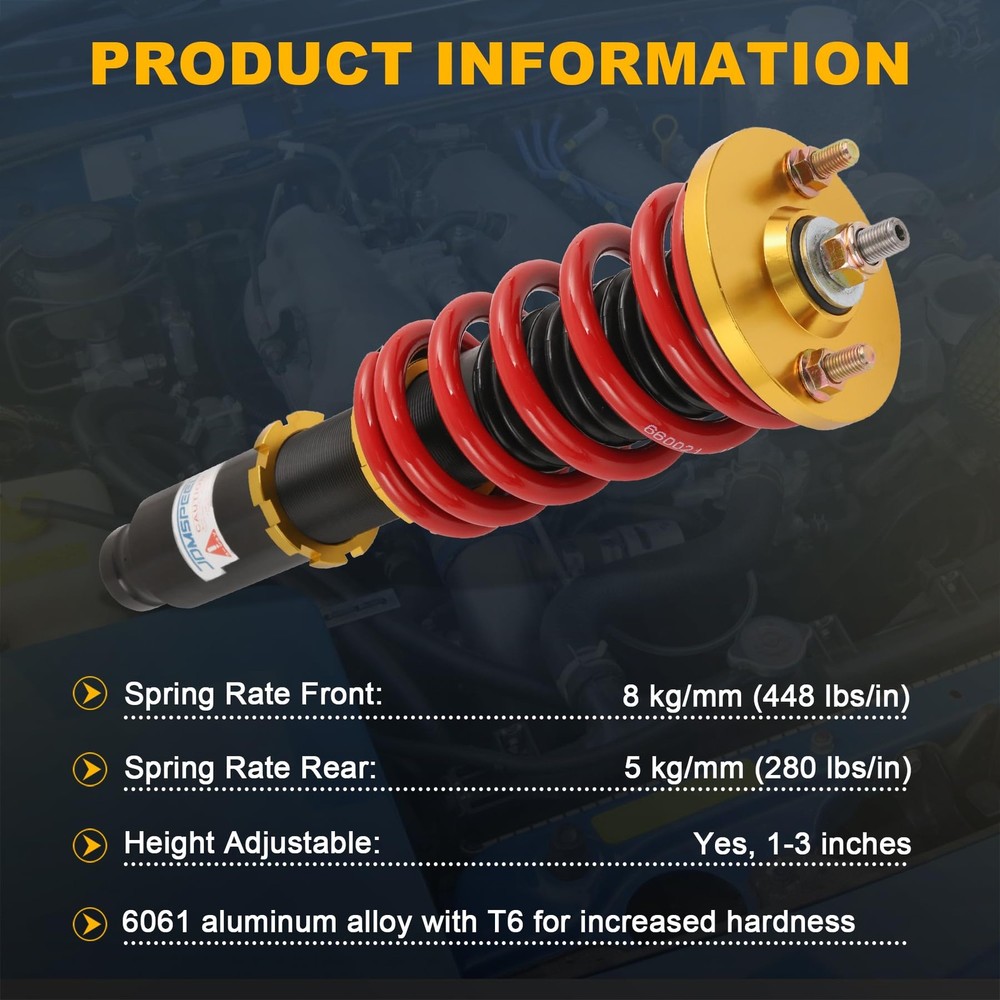 Coilover Suspension Spring Struts Height Adjustable Shock Replacement