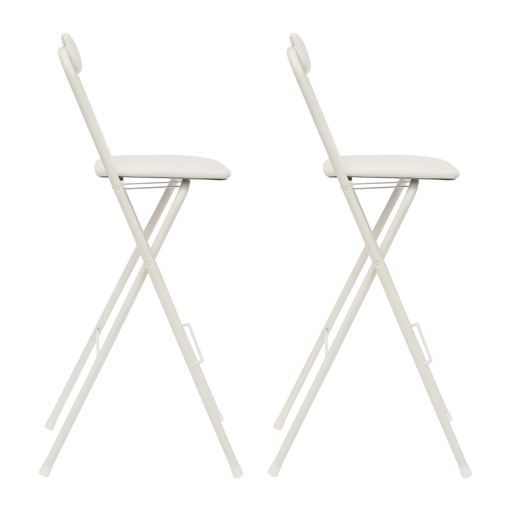 2PCS Foldable Chair Tall Folding Chair Portable 75cm Folding Stool w/ Backrest