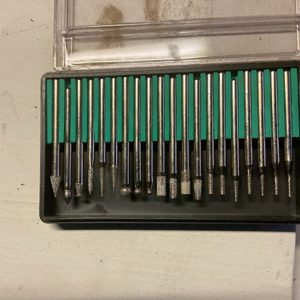 Diamond Rotary Tool Bit Set 20pcs for Grinding and Sanding, Metal, Silver