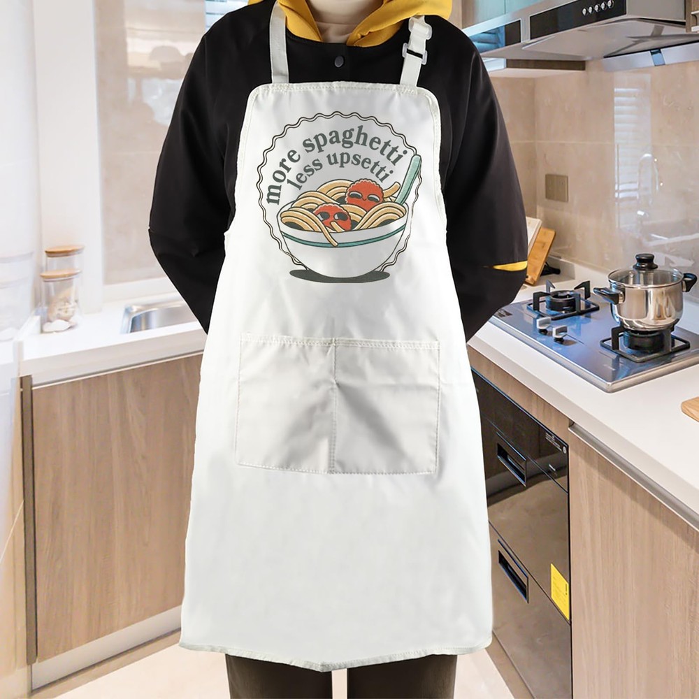 Pasta Gift Spaghetti Lover Apron More Spaghetti Less Upsetti Kitchen Gift