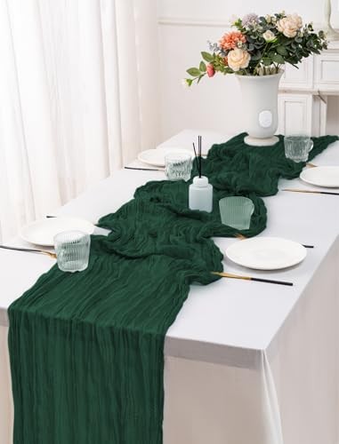 12 Pack Table Runners 10FT Cheesecloth Table Runner 21x120 12Pack Emerald Green