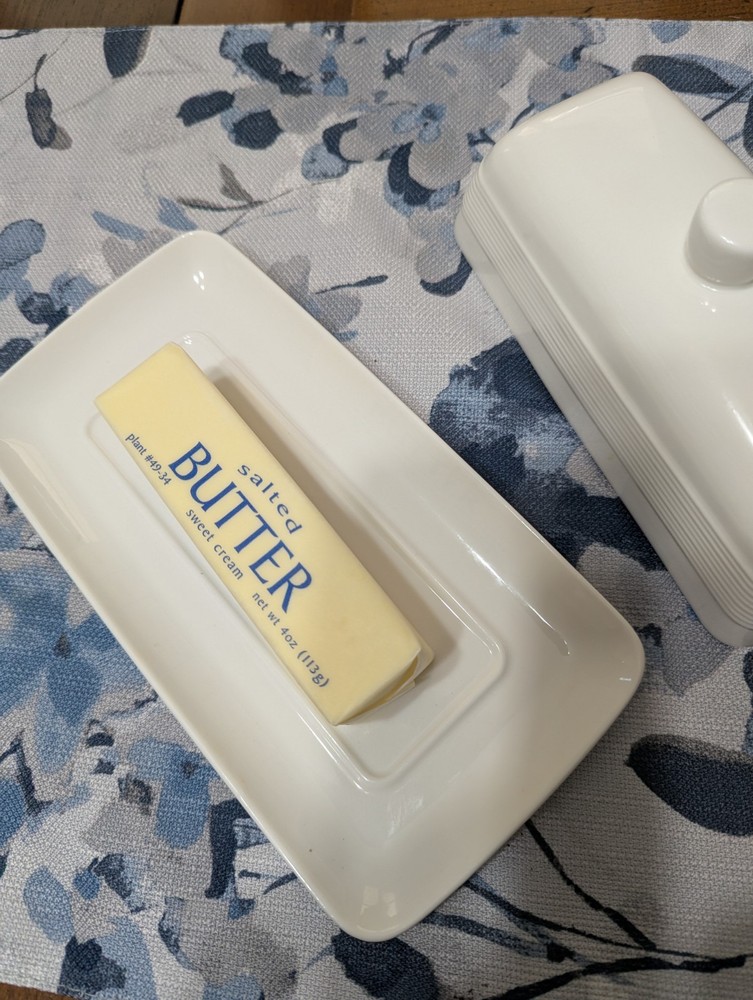 Maison Nouve Covered Ceramic Butter Dish, White