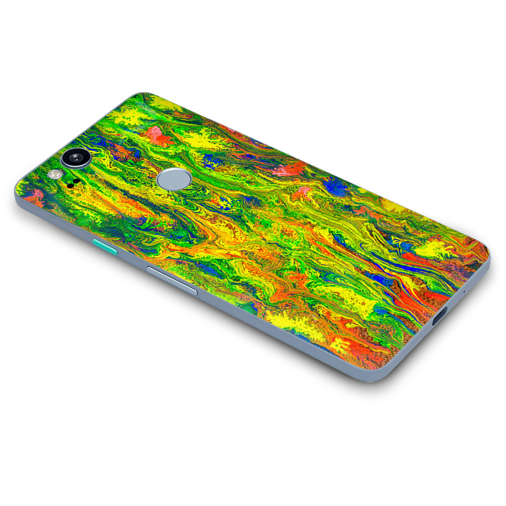 Google Pixel 2 Skins Decal Wrap green trippy color mix psychedelic