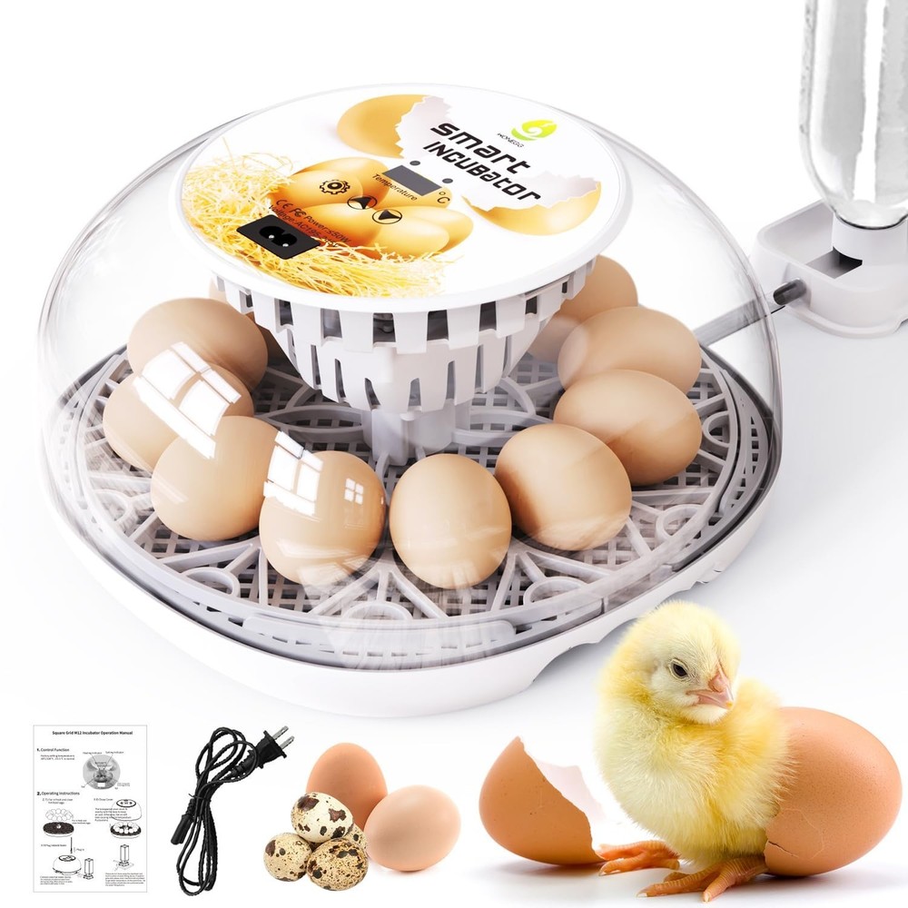 Incubators for Hatching Eggs Quail Egg Incubator 12 Eggs with Automatic Egg T...