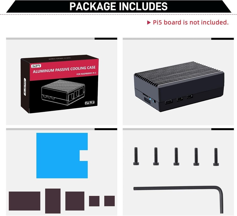 Aluminum Case for Raspberry Pi 5, Passive Cooling Case with Cooling Column