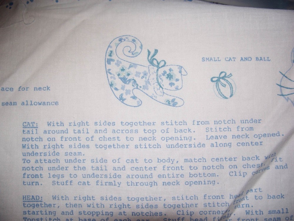 SophistiCats Sew & Stuff Pillows Light Blue with Instruction on fabric