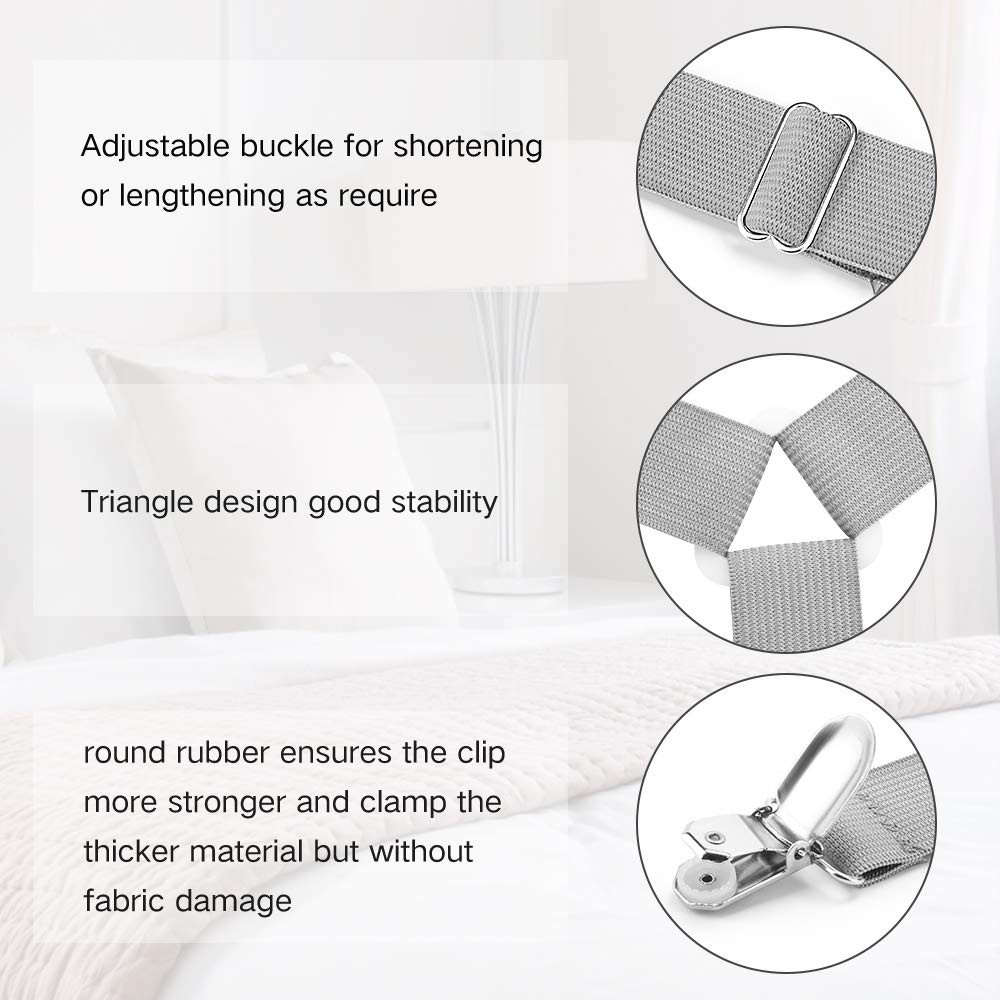 8 Pcs Adjustable Fitted Sheet Straps, Bed Corner, Clips, Fasteners, Suspenders