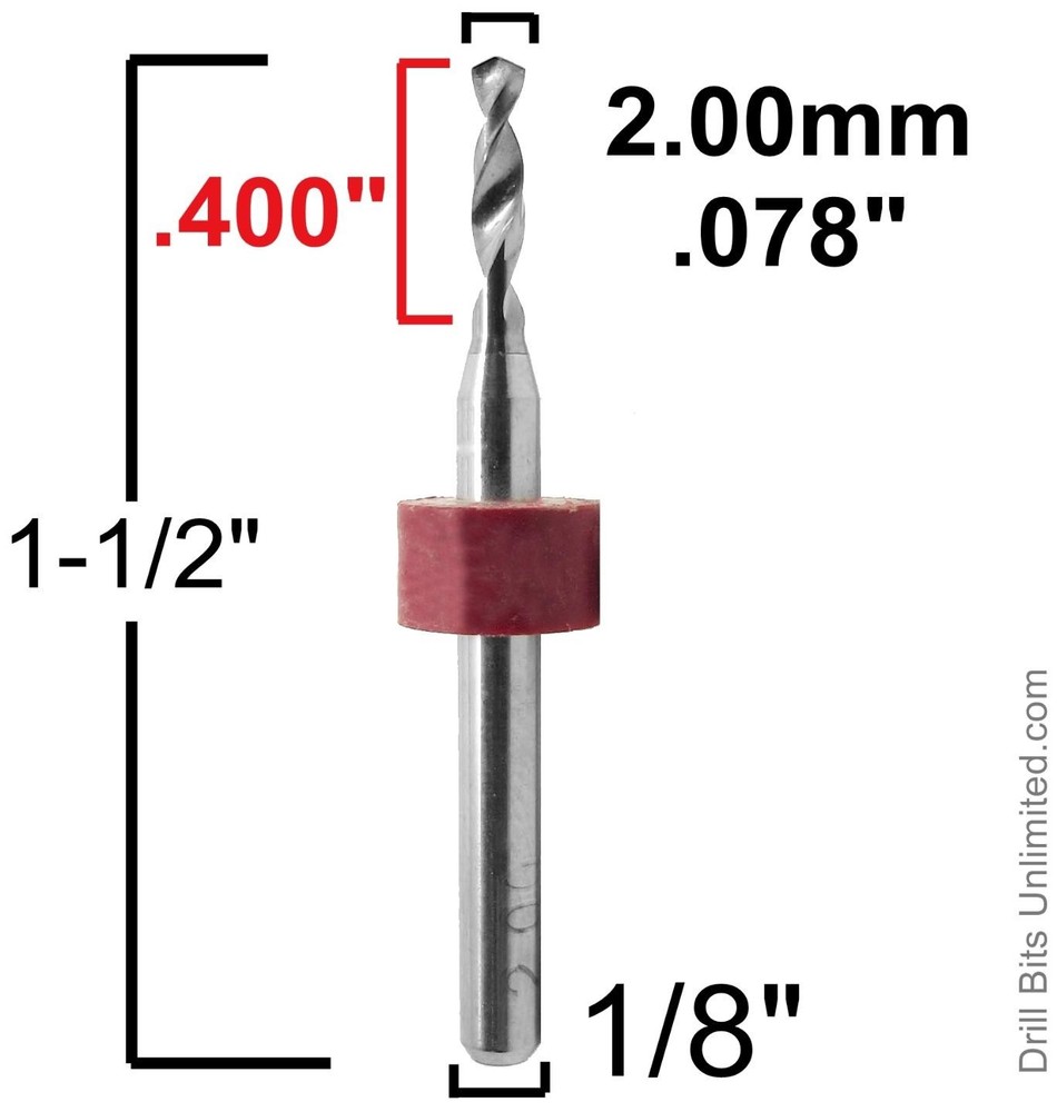 2.00mm Solid Carbide Drill Bit – 5 Pack – CNC – Factory Resharpened