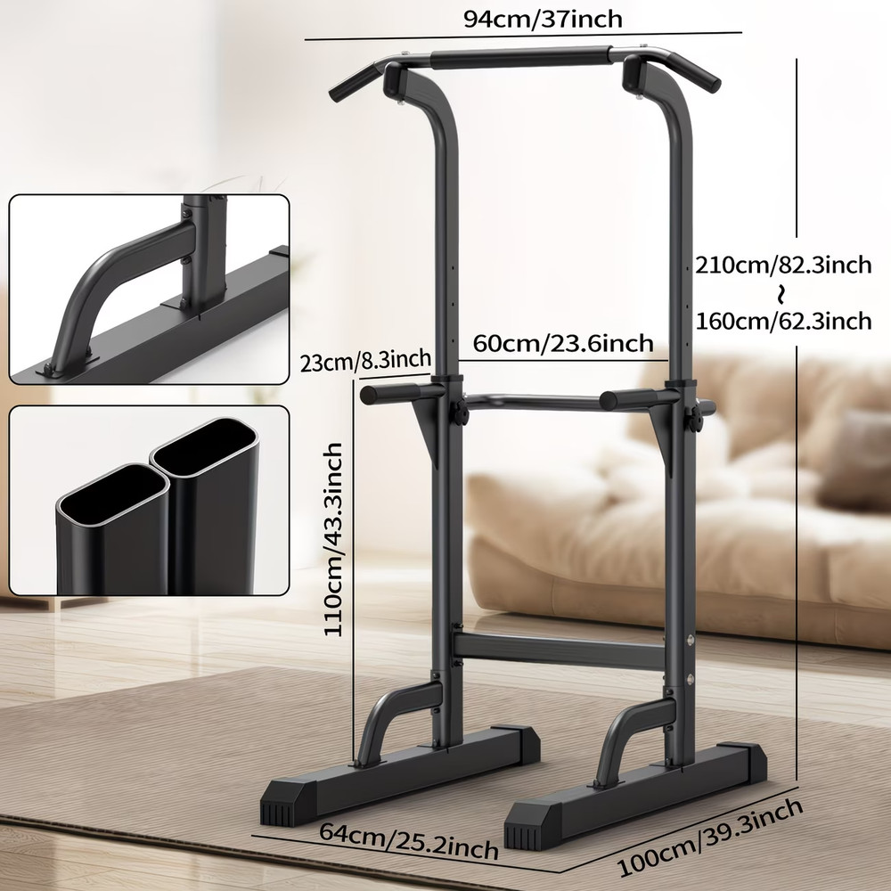 Power Tower Dip Station, Adjustable Height, Multi-Functional Strength Training W