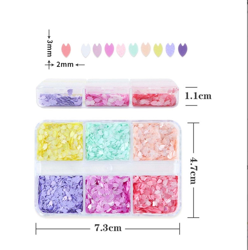 6 Color Bright Spring Sakura Petals Glitter Flake Set