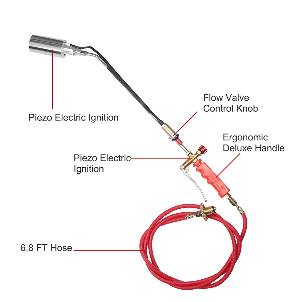 Propane Weed Torch Burner Ice Melter Push Button Igniter With 79" Hose Portable