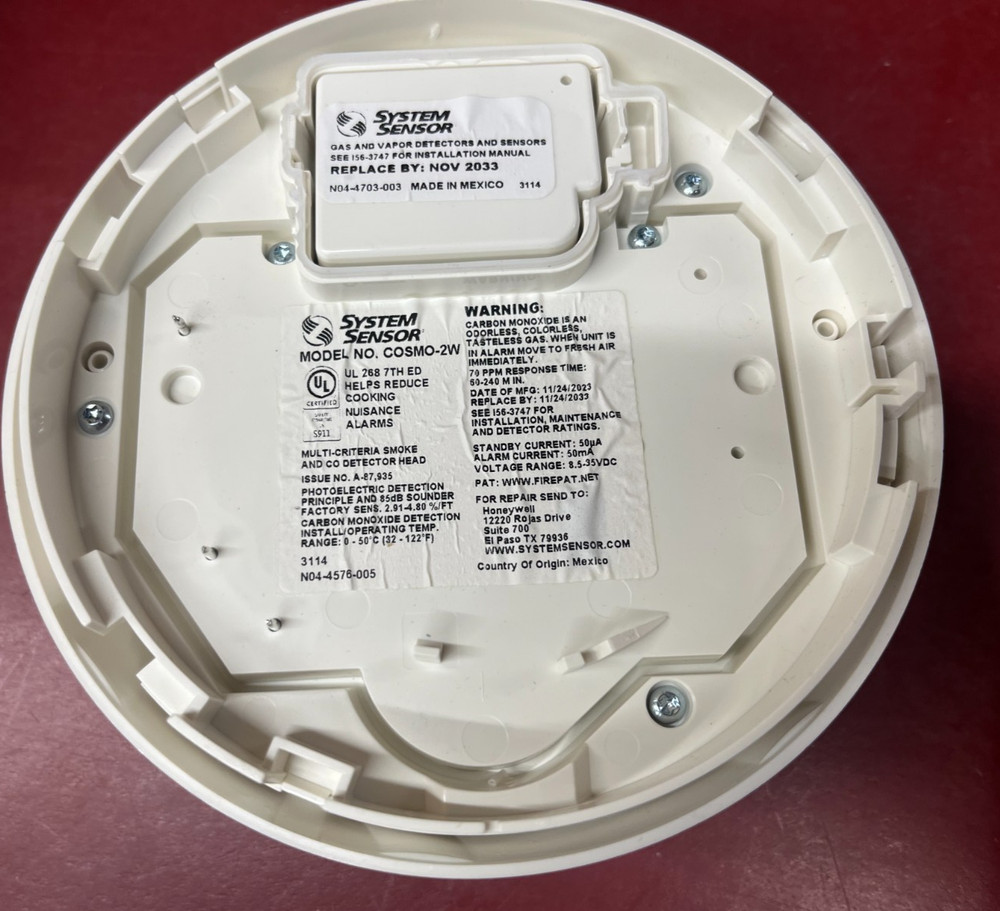 System Sensor COSMO2W Smoke Detector HEAD ONLY EXP-11/2033