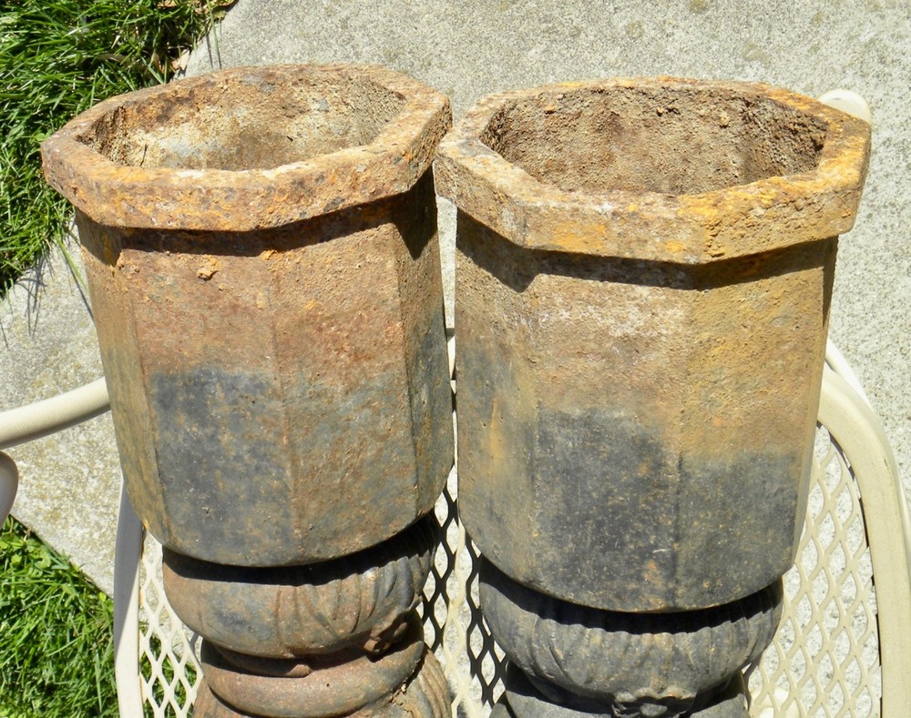 TWO Matching Authentic 42" Cast Iron HORSE HEAD Hitching Posts w/ 8-Sided Base