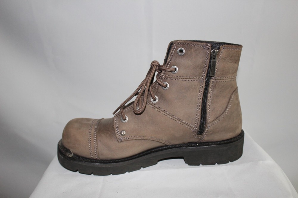 Harley- Davidson beige leather riding boot with hd zipper