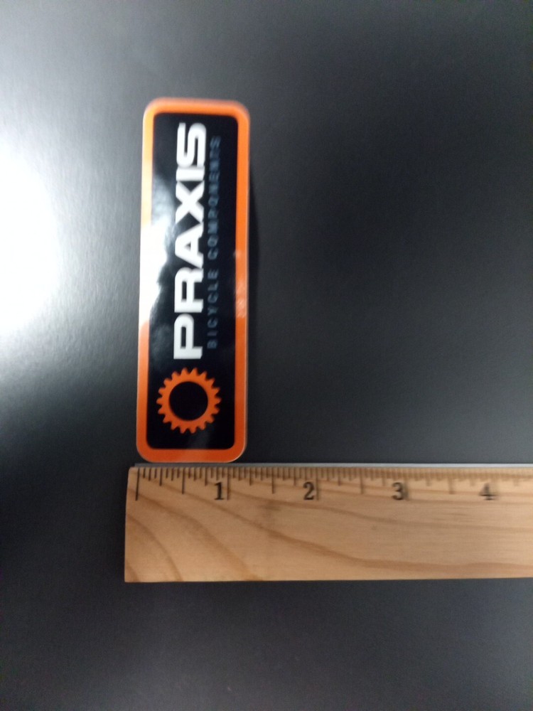 4.2" Praxis Bicycle Components Decal/Sticker Orange/Black/White