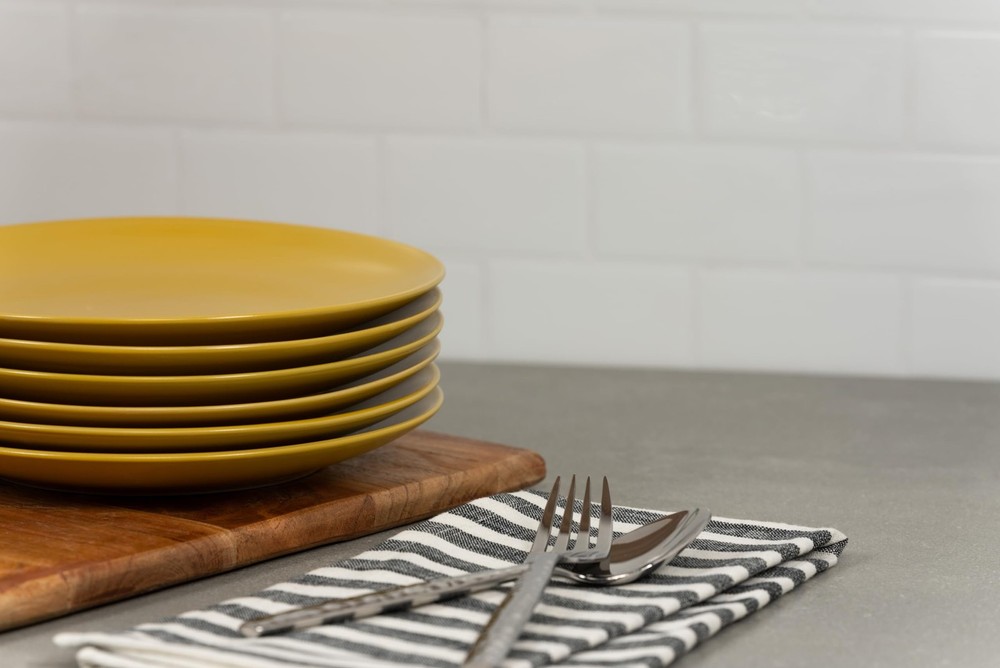 6 Set Wazee Matte Coupe Dinnerware Salad Plate Yellow Kitchen Tableware