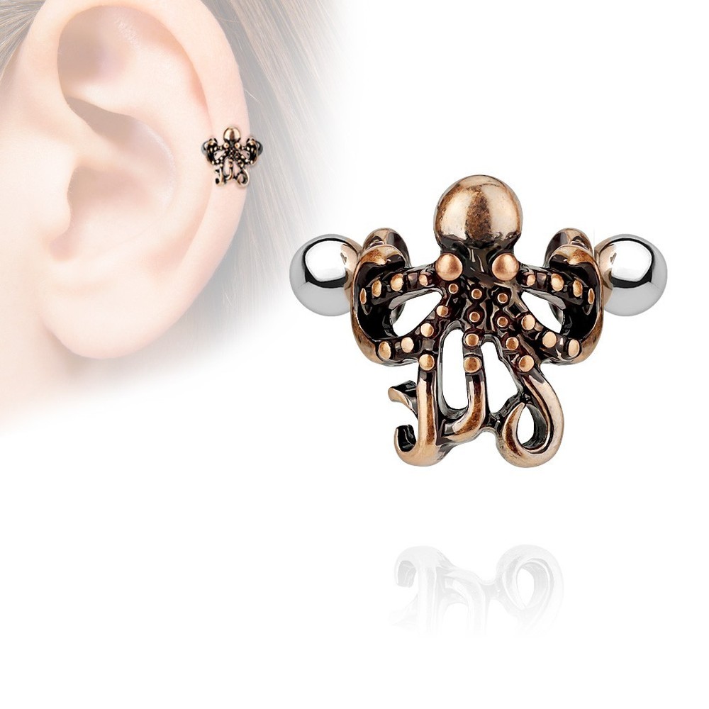 Octopus Ear Cartilage Helix Cuff Barbell