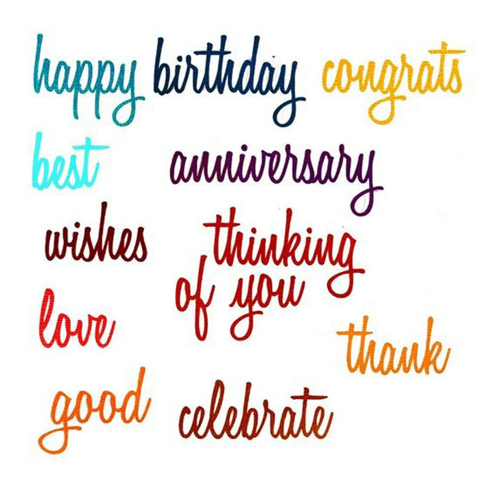 Sizzix Thinlits Celebration Words: Script 13PK set #660223 Retail $22.99 Holtz
