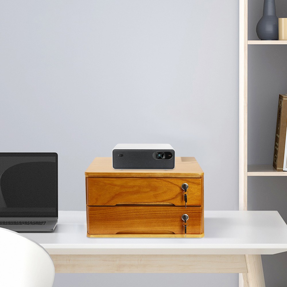 Desktop Storage Box, Desktop Storage Box with Lockable Drawer Office Supplies