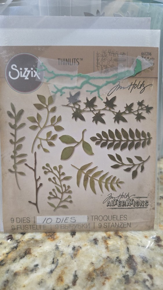 Sizzix Thinlits Tim Holtz Garden Greens 10 Dies 661206 READ New
